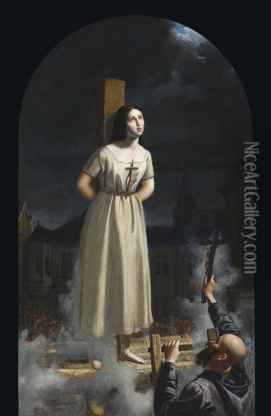 Joan Of Arc Oil Painting - Julius Cesar Marquis De Valdahon