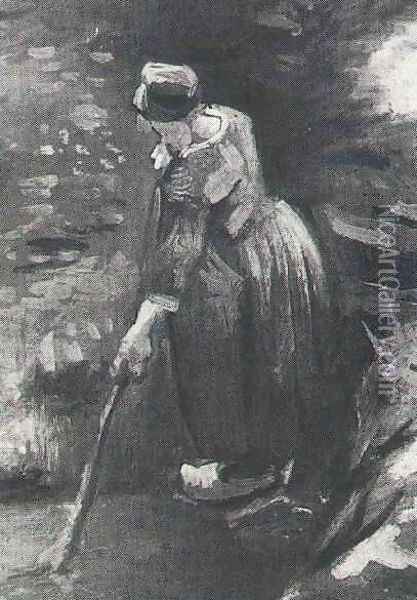Peasant Woman Raking Oil Painting - Vincent Van Gogh