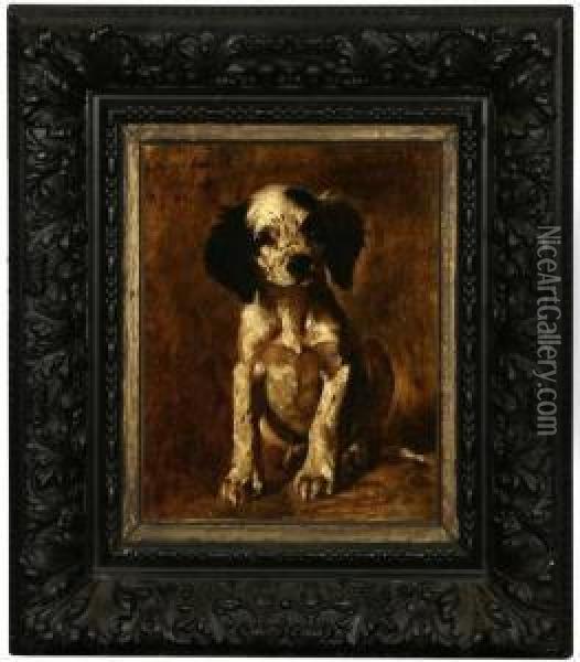Spaniel Puppy Oil Painting - Gustav Muss-Arnolt