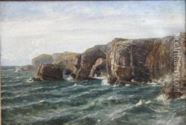 Coastal Rocks. Oil Painting - John Mogford
