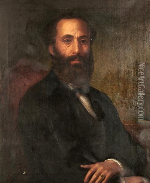 Portrait Of A Gentleman, Half Length, Seated In A Chair. Oil Painting - Bernardo Amiconi