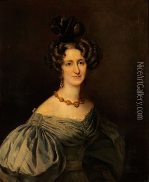 Elegantes Damenportrait Oil Painting - Gustave (Egidius Karel G.) Wappers