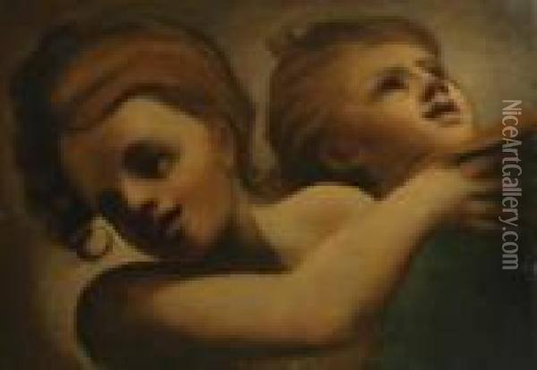 Two Angels Oil Painting - Luca Cambiaso