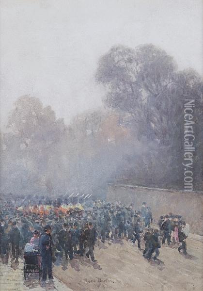 Marching Band And Crowd Oil Painting - Rose Barton