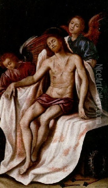 Christ Raised From The Tomb By Angels Oil Painting - Francesco Curradi
