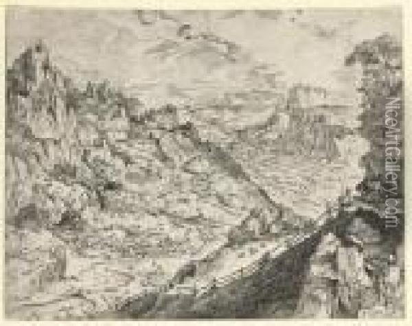 Large Alpine Landscape (holl. 18; Lari 17; New Holl. 61) Oil Painting - Pieter The Elder Brueghel