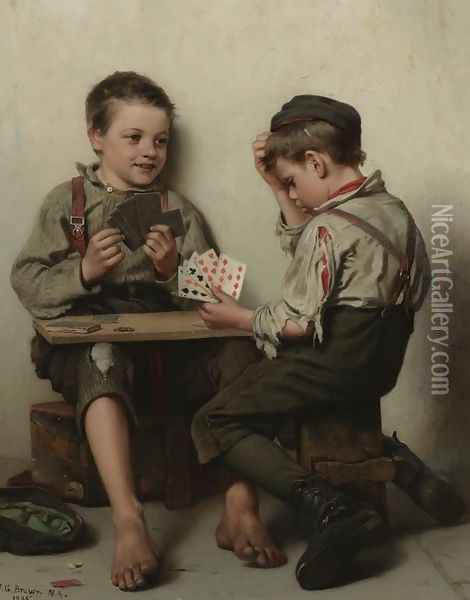 Bluffing Oil Painting - John George Brown
