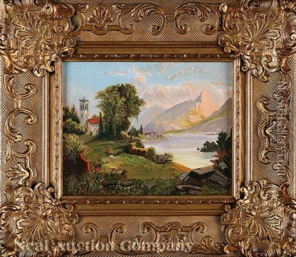 Abbey In The Lake Region Oil Painting - William Bradley