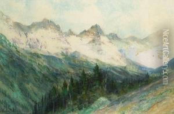 The Colorado Rockies Oil Painting - Charles Partridge Adams