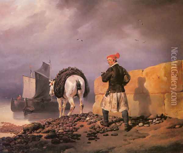 A Fisherman Setting Out Oil Painting - Horace Vernet