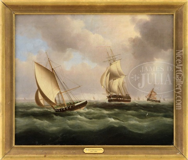 Shipping In A Busy Channel Oil Painting - James Edward Buttersworth