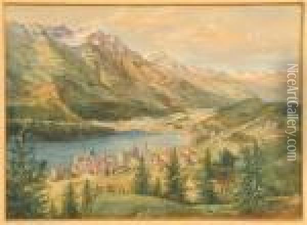Veduta Di Saint Moritz Oil Painting - Hans Beat Wieland