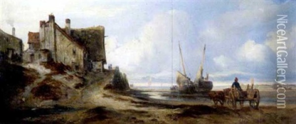 Heimkehrende Fischerboote Am Strand Im Fruhen Morgenlicht Oil Painting - Wilhelm August Leopold Christian Krause