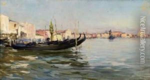 Gondoles A Venise Oil Painting - Raymond Allegre