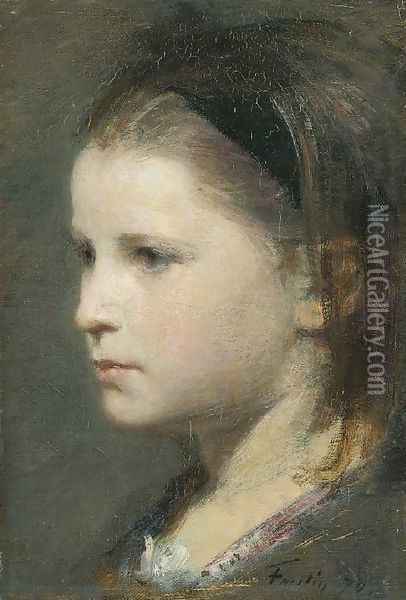 Head of a Young Girl Oil Painting - Ignace Henri Jean Fantin-Latour