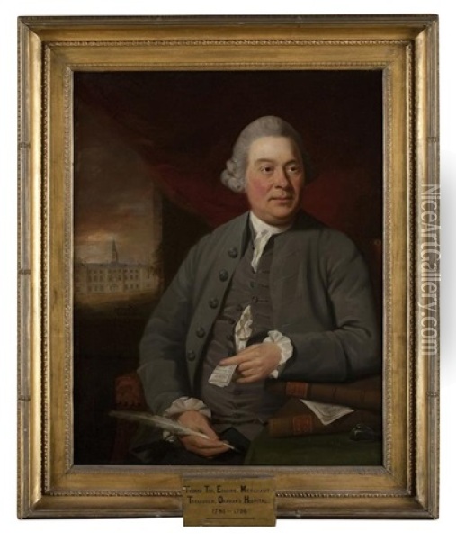 Half-length Portrait Of Thomas Tod Holding A Quill Oil Painting - David Martin