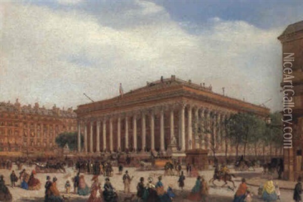 La Place De La Bourse Oil Painting - Carlo Bossoli