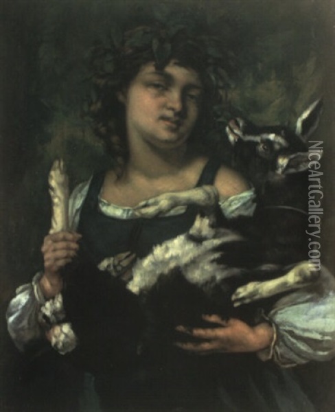 La Villageoise Au Chevreau Oil Painting - Gustave Courbet