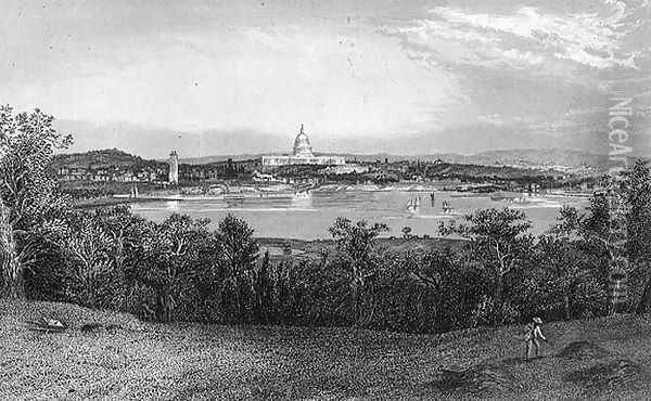 Washington from Arlington Heights, engraved by Robert Hinshelwood 1812-c.1875 1872 Oil Painting - William Ludlow Sheppard