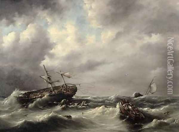 A Storm at Sea Oil Painting - Hermanus Koekkoek