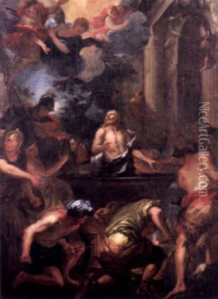 Le Martyre De Saint Jean L'evangeliste A La Porte Romaine Oil Painting - Pietro Dandini