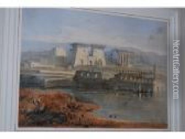 Study Of Egyptian Ruins By The Nile Oil Painting - John Martin