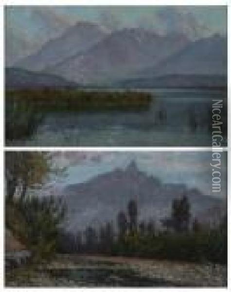 Mountain Lake Oil Painting - William Mason Brown