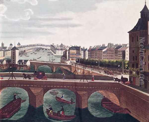 The Pont au Change and the Pont Notre Dame, c.1815-20 Oil Painting - Henri Courvoisier-Voisin
