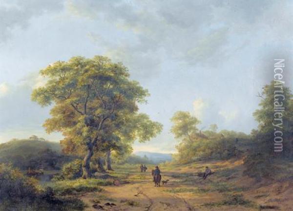 Sommerliche Landschaft. Oil Painting - Barend Cornelis Koekkoek