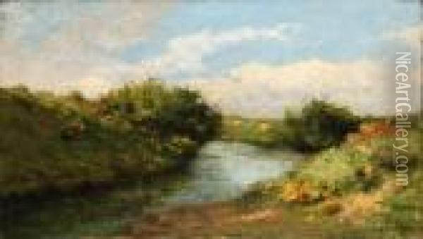 A Blossoming River Bank Oil Painting - Antoine Chintreuil