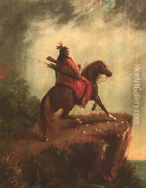 Indian Scout On Horseback Oil Painting - Alfred Jacob Miller