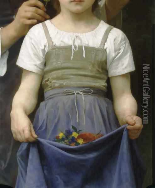 Parure des Champs [detail, lower right] [The Jewel of the Fields] Oil Painting - William-Adolphe Bouguereau