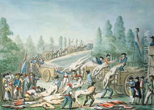 Transporting Corpses during the Revolution, c.1790 Oil Painting - Etienne Bericourt