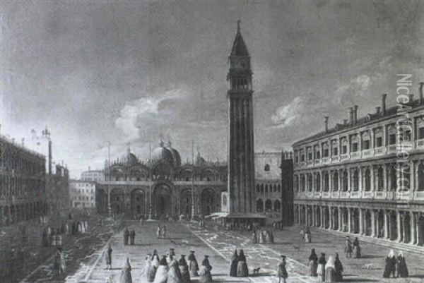 Piazza San Marco Mit Blick Auf Die Markuskirche Oil Painting - Bernardo Bellotto