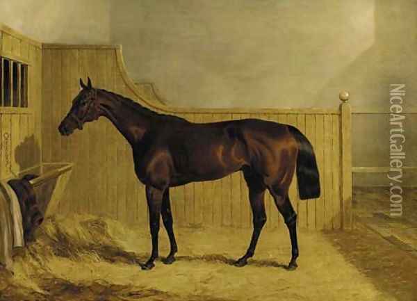 Mr Ridsdale's Bloomsbury, winner of the 1839 Derby, in a stable Oil Painting - John Frederick Herring Snr