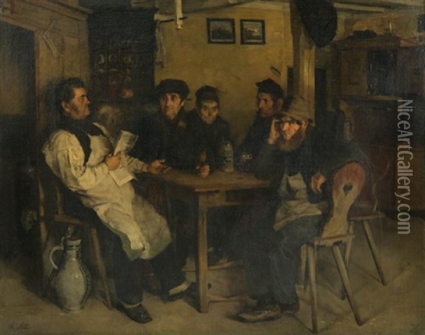 Drinks With The Innkeeper Oil Painting - Theodor Alt