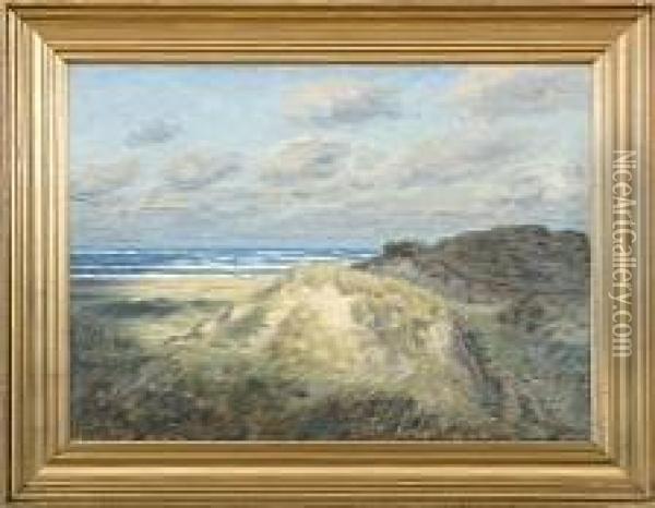 Scene From Skagen Beach Oil Painting - Johannes Martin Fastings Wilhjelm