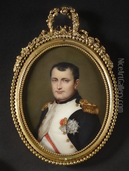 Portrait De L'empereur Napoleon En Buste De 3/4 Vers La Gauche, Presque De Face, En Uniforme De Chasseur A Cheval De La Garde Oil Painting - Sophie Lienard