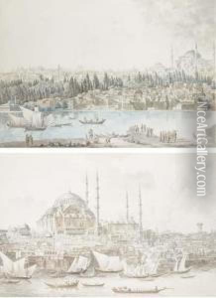 A View Of The The Topkapi Palace And Hagia Sofia Oil Painting - Andre-Gaspard Parfait