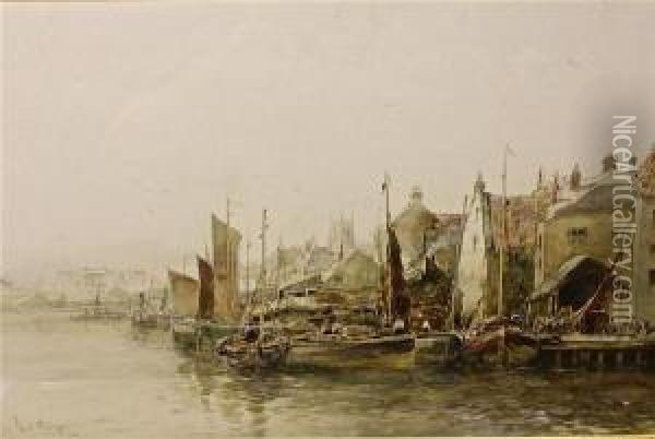 Harbour Scene Oil Painting - Albert Pollitt