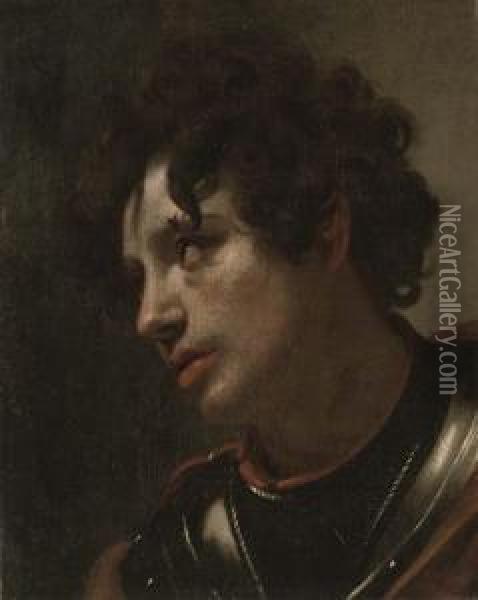 Head Of A Soldier: A Fragment Oil Painting - Bartolomeo Manfredi