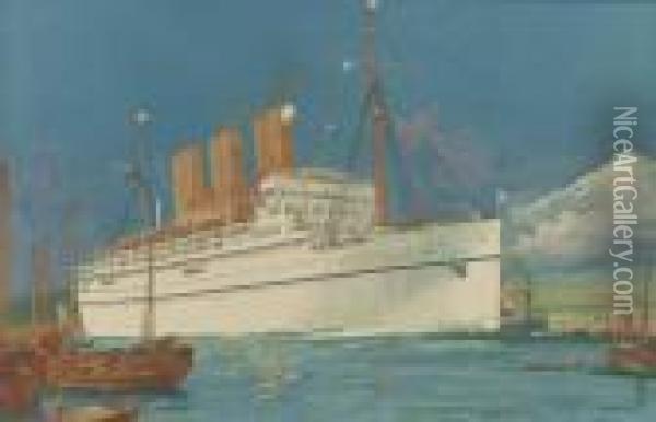 The S.s.empress Of Japan Oil Painting - Charles Edward Dixon