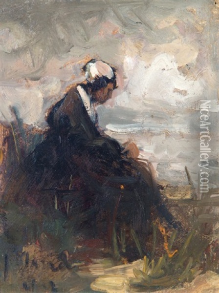 Vissersvrouw In Het Duin Oil Painting - Jozef Israels