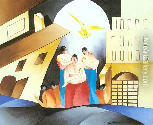 Mothers 1950 Oil Painting - Geza Bene