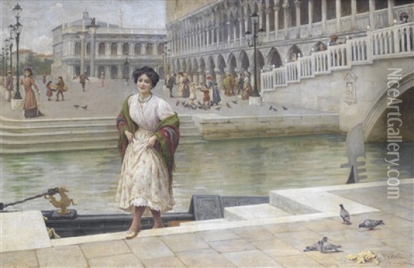 A Venetian Beauty Oil Painting - Antonio Ermolao Paoletti