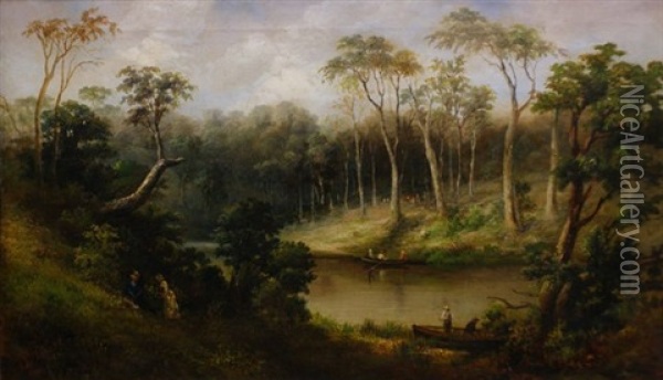 Picnic On The Yarra Oil Painting - Peter Power