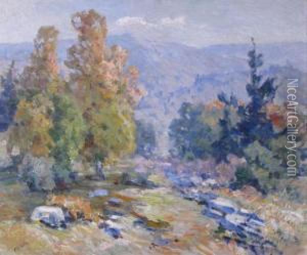 Distant View Oil Painting - John William, Will Vawter