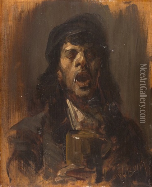 Der Trinker Oil Painting - Wilhelm Busch