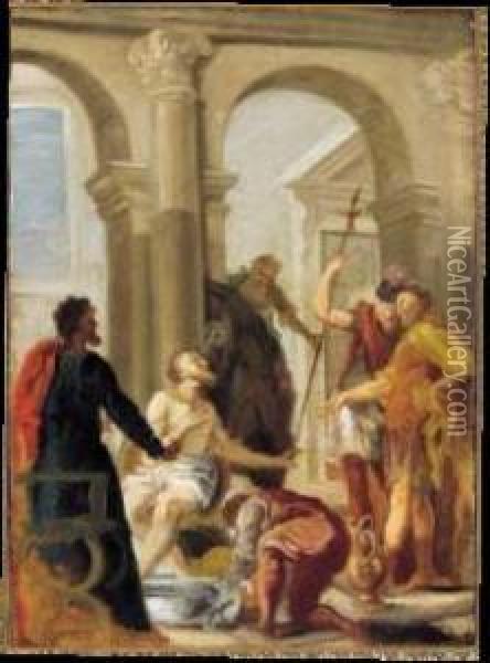 La Morte Di Seneca Oil Painting - Girolamo Brusaferro