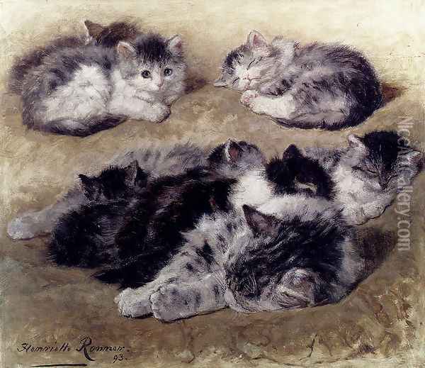 A Study Of Cats Oil Painting - Henriette Ronner-Knip